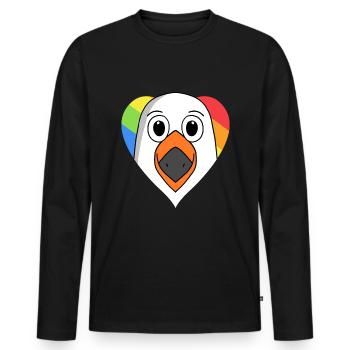 Möwe Lgbt Regenbogen Farben - Männer Premium Bio Langarmshirt - Schwarz - Vorne - Nico (187cm)