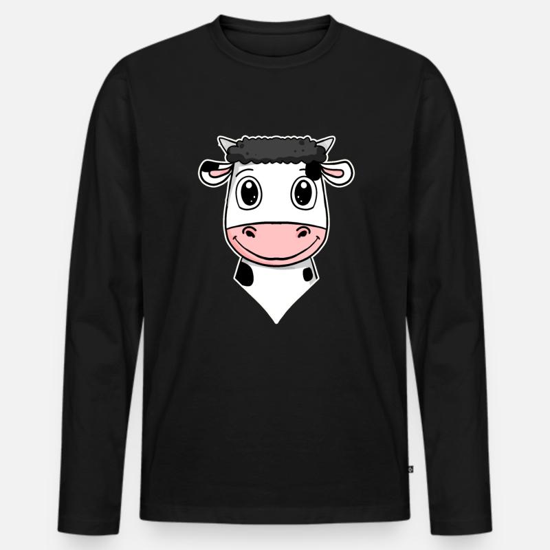 Kuh - Männer Premium Bio Langarmshirt - Schwarz
