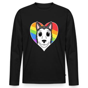 LGBT Dog Siberian Husky Rainbow - Men's Premium Organic Long Sleeve Shirt - black - Front - Nico (187cm)
