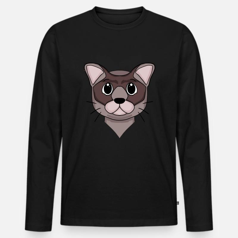Burma Katze - Männer Premium Bio Langarmshirt - Schwarz