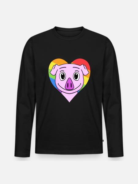 Gris Lgbt Regnbue Farver - Premium økologisk langærmet T-shirt til mænd - sort
