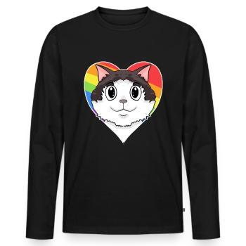 Ragdoll Katze - Regenbogen Herz - Männer Premium Bio Langarmshirt - Schwarz - Vorne - Nico (187cm)
