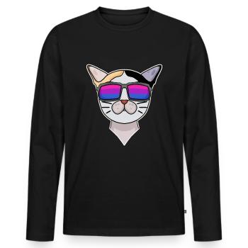 Cadeau bisexuel japonais Bobtail Cat - T-shirt manches longues Premium bio Homme - noir - Devant - Nico (187cm)