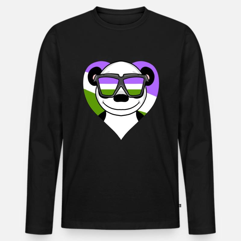 Genderqueer Panda - Männer Premium Bio Langarmshirt - Schwarz