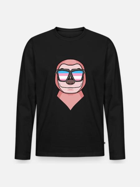 Transgender Transsexual Sloth Gift - Men's Premium Organic Long Sleeve Shirt - black