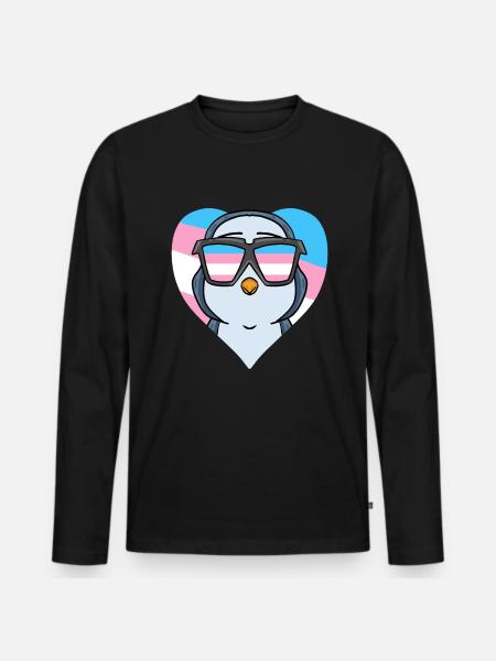 Transgender Transsexual Penguin Gift - Men's Premium Organic Long Sleeve Shirt - black