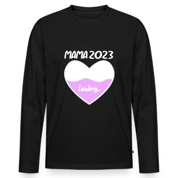 Mama 2023 Mutter Schwangerschaft Schwanger - Männer Premium Bio Langarmshirt - Schwarz - Vorne - Nico (187cm)