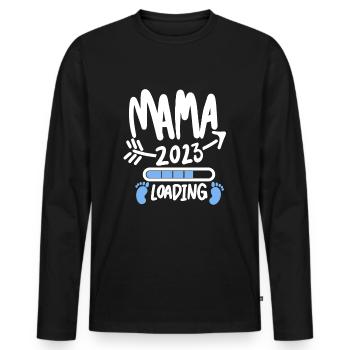 Mama 2023 Mutter Schwangerschaft Schwanger - Männer Premium Bio Langarmshirt - Schwarz - Vorne - Nico (187cm)