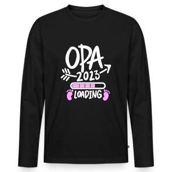 Opa 2023 loading - Männer Premium Bio Langarmshirt - Schwarz - Vorne - Nico (187cm)