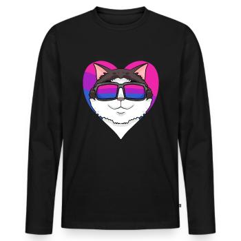 Bisexuell Ragdoll Katze - Ragdoll mit Brille - Männer Premium Bio Langarmshirt - Schwarz - Vorne - Nico (187cm)