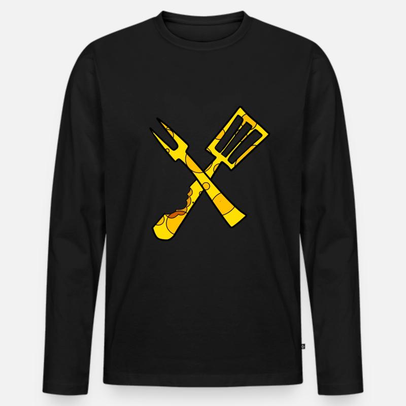 Käse Koch - Männer Premium Bio Langarmshirt - Schwarz