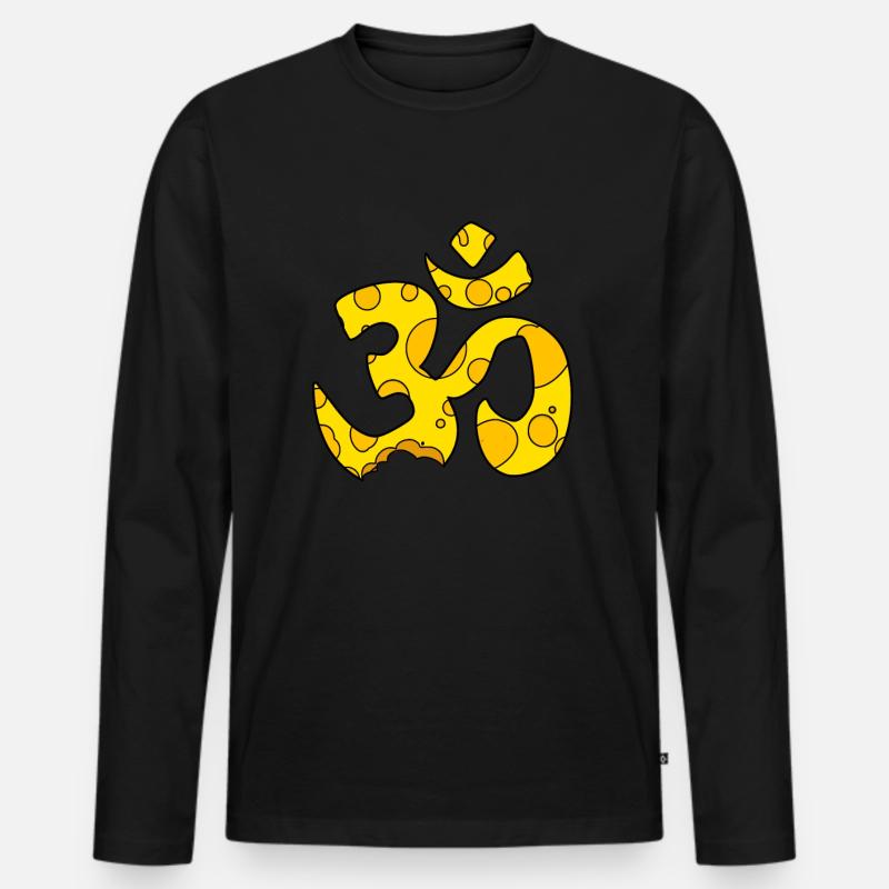 Käse OM Zeichen - Männer Premium Bio Langarmshirt - Schwarz