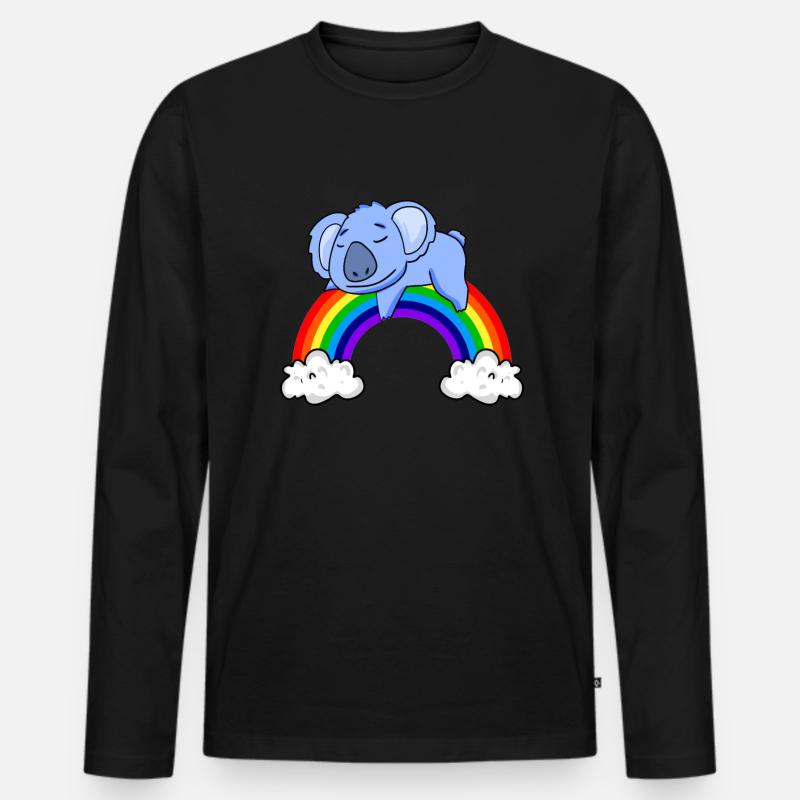 Regenbogen Koala - Männer Premium Bio Langarmshirt - Schwarz