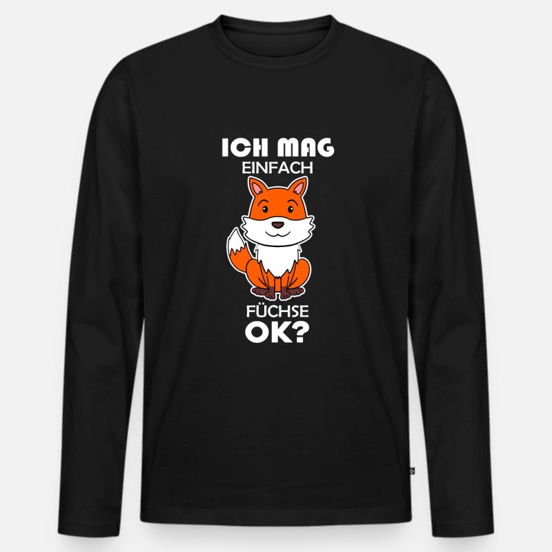 Wald Wildtier Fuchs Geschenk - Männer Premium Bio Langarmshirt - Schwarz