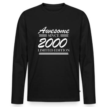 2000 - Millésime 2000 - Fantastique depuis 2000 - T-shirt manches longues Premium bio Homme - noir - Devant - Nico (187cm)