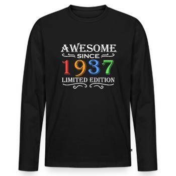 1937 - Né en 1937 - Fantastique depuis 1937 - T-shirt manches longues Premium bio Homme - noir - Devant - Nico (187cm)