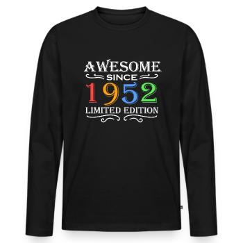 1952 - Jahrgang 1952 - Fantastisch seit 1952 - Männer Premium Bio Langarmshirt - Schwarz - Vorne - Nico (187cm)