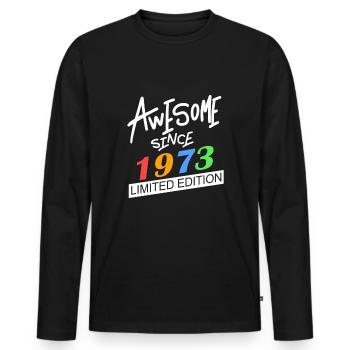 1973 - Jahrgang 1973 - Fantastisch seit 1973 - Männer Premium Bio Langarmshirt - Schwarz - Vorne - Nico (187cm)