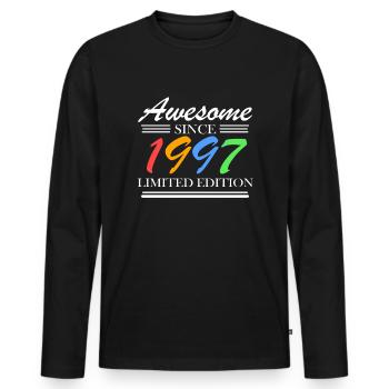 1997 - Jahrgang 1997 - Fantastisch seit 1997 - Männer Premium Bio Langarmshirt - Schwarz - Vorne - Nico (187cm)
