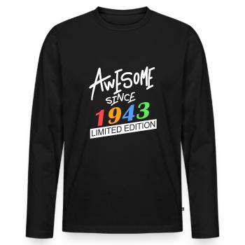 1943 - Jahrgang 1943 - Fantastisch seit 1943 - Männer Premium Bio Langarmshirt - Schwarz - Vorne - Nico (187cm)
