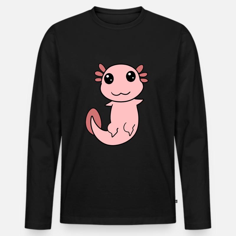 Süßes Axolotl Rosa - Männer Premium Bio Langarmshirt - Schwarz