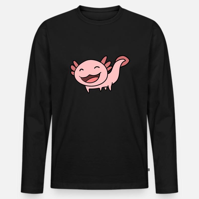 Süßes Axolotl Rosa - Männer Premium Bio Langarmshirt - Schwarz