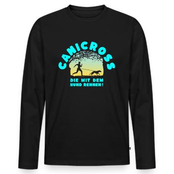 Canicross -who run with the dog. (Sunset) - Men's Premium Organic Long Sleeve Shirt - black - Front - Nico (187cm)