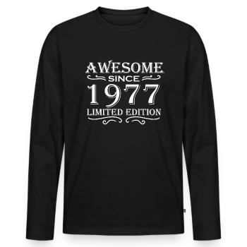 Fantastique depuis 1977 - né en 1977 - T-shirt manches longues Premium bio Homme - noir - Devant - Nico (187cm)