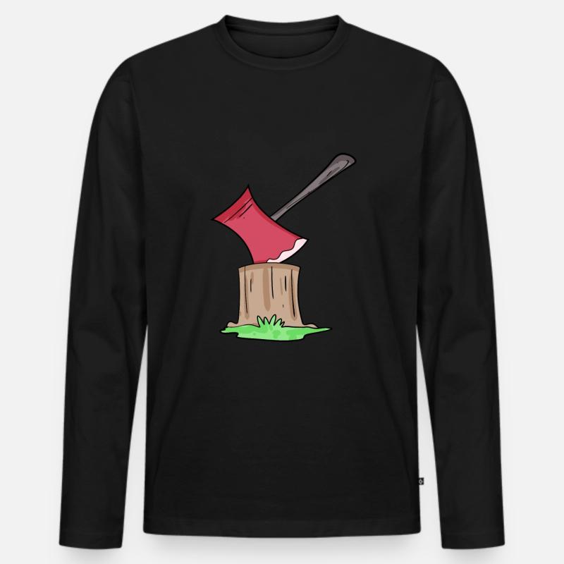 Axe Lumberjack - Men's Premium Organic Long Sleeve Shirt - black