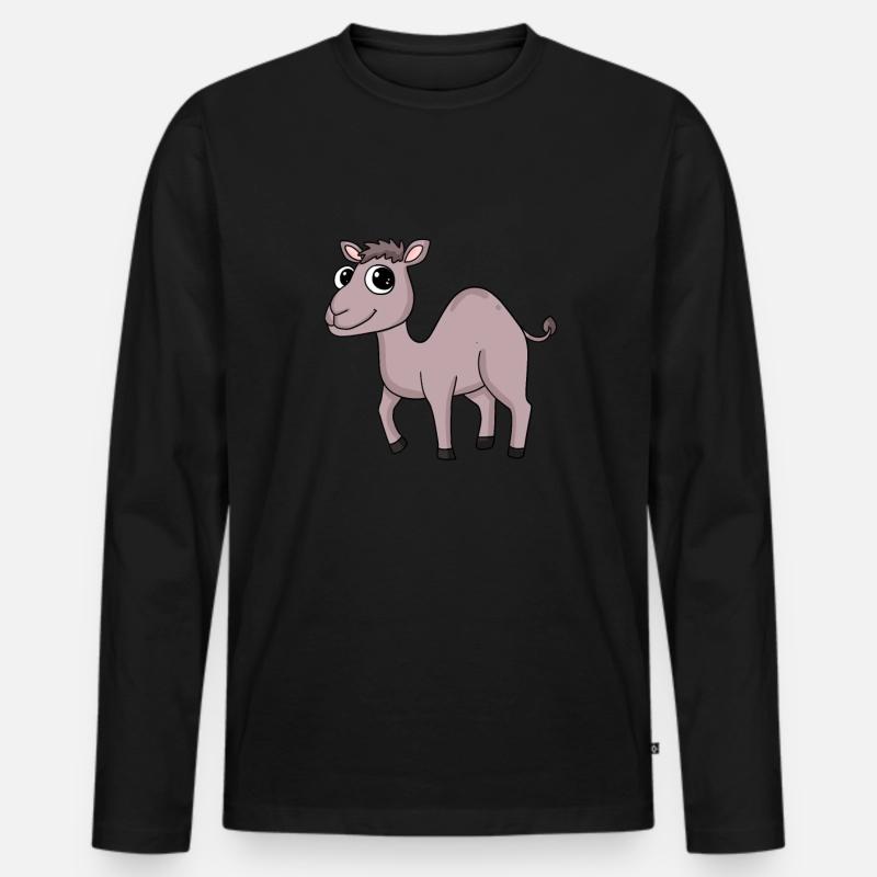 Niedliches Kamel - Männer Premium Bio Langarmshirt - Schwarz