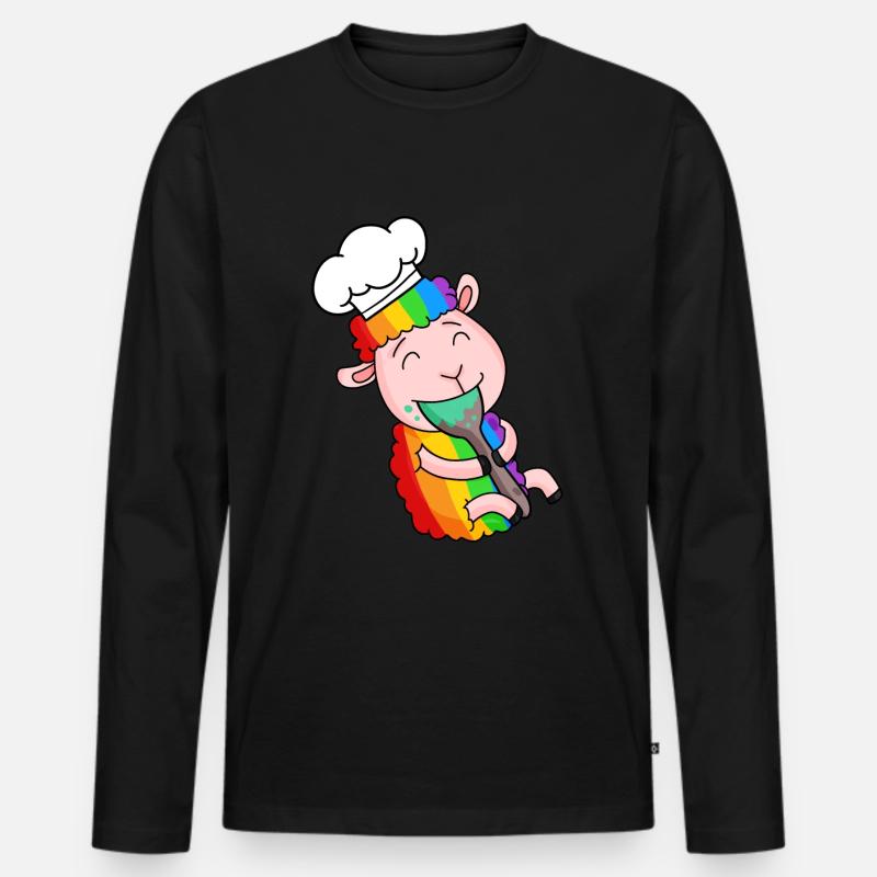Schaf Koch Niedlich - Männer Premium Bio Langarmshirt - Schwarz