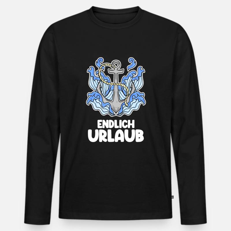 Urlaub - Männer Premium Bio Langarmshirt - Schwarz