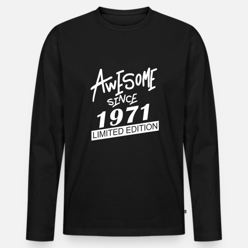 1971 - Männer Premium Bio Langarmshirt - Schwarz
