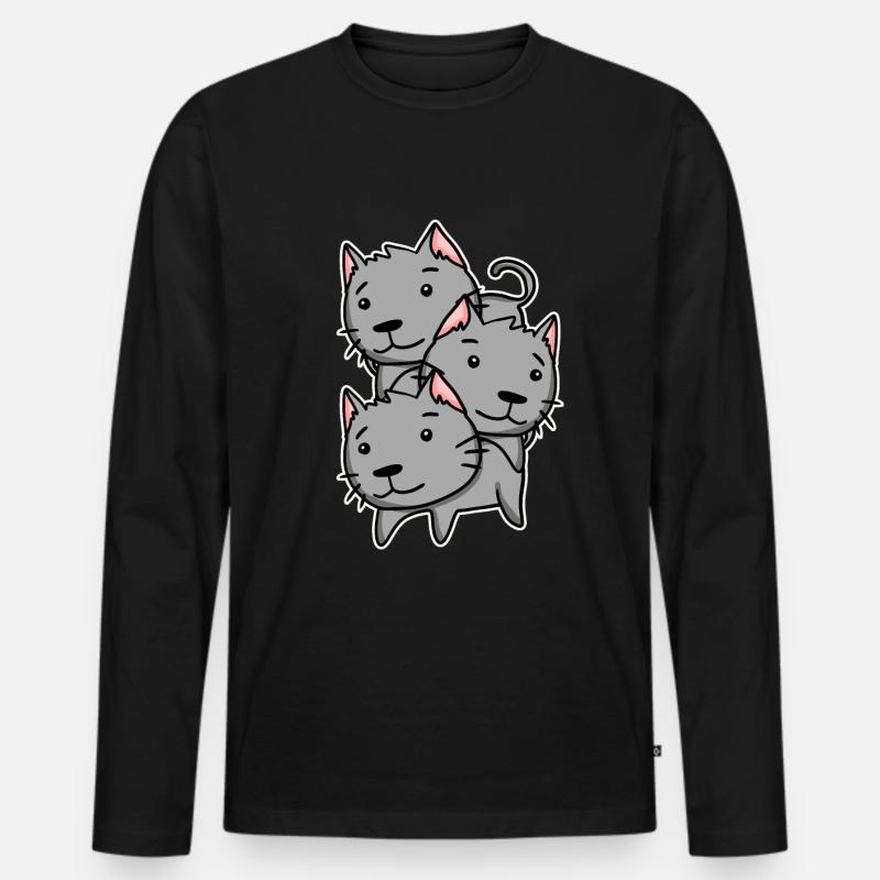 Niedliche Katzen - Männer Premium Bio Langarmshirt - Schwarz