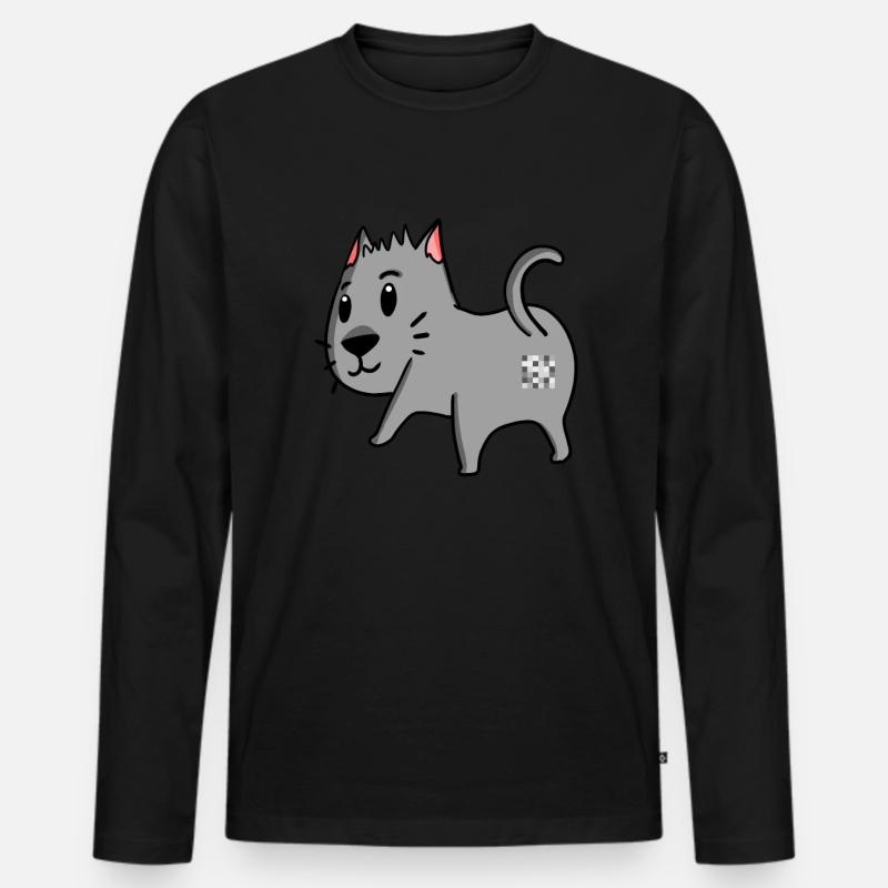 Katze Arsch - Katze Hintern - Männer Premium Bio Langarmshirt - Schwarz