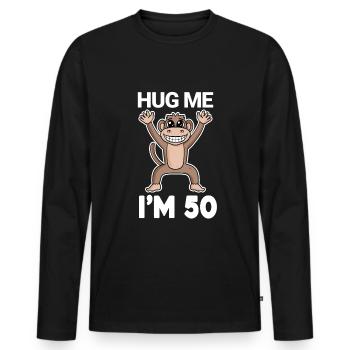 50 ans - 50 ans - câlin - T-shirt manches longues Premium bio Homme - noir - Devant - Nico (187cm)