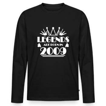2009 - Jahrgang 2009 - Männer Premium Bio Langarmshirt - Schwarz - Vorne - Nico (187cm)