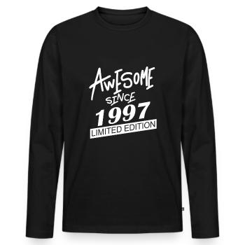 1997 - Né en 1997 - T-shirt manches longues Premium bio Homme - noir - Devant - Nico (187cm)