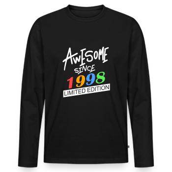 1998 - Men's Premium Organic Long Sleeve Shirt - black - Front - Nico (187cm)