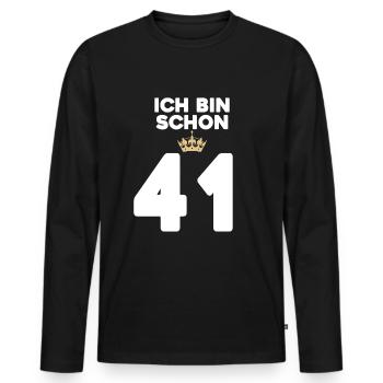 41 Geburtstag - 41 Jahre mit Krone - Männer Premium Bio Langarmshirt - Schwarz - Vorne - Nico (187cm)