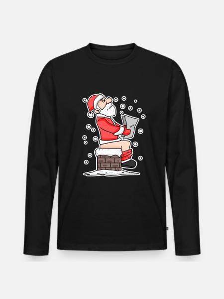 Noël Cheminée drôle Noël - T-shirt manches longues Premium bio Homme - noir