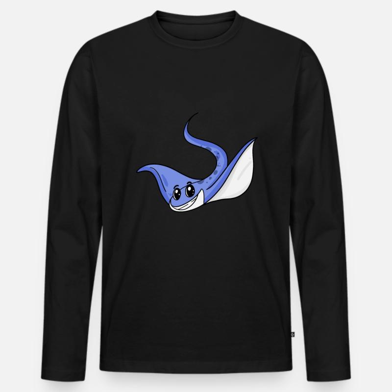 Stachelrochen - Männer Premium Bio Langarmshirt - Schwarz