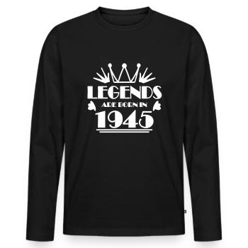 1945 - Jahrgang 1945 - Baujahr 1945 Geschenk - Männer Premium Bio Langarmshirt - Schwarz - Vorne - Nico (187cm)