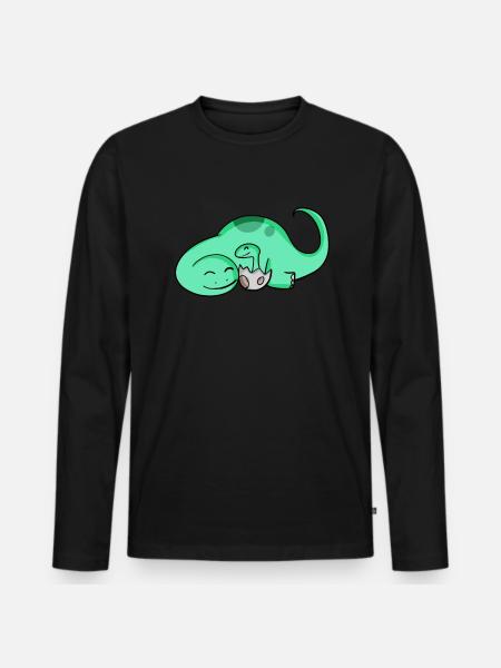 Dinosaur with baby dinosaur - Men's Premium Organic Long Sleeve Shirt - black