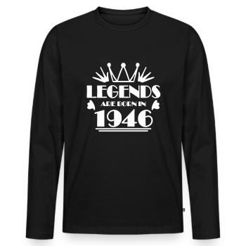 1946 - Né 1946 - Année de construction 1946 Don - T-shirt manches longues Premium bio Homme - noir - Devant - Nico (187cm)