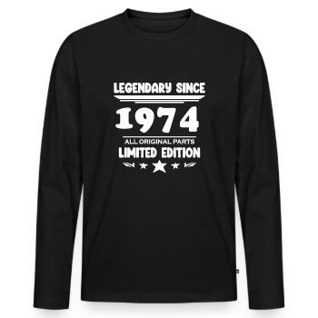 Year of construction 1974 - born 1974 - Men's Premium Organic Long Sleeve Shirt - black - Front - Nico (187cm)