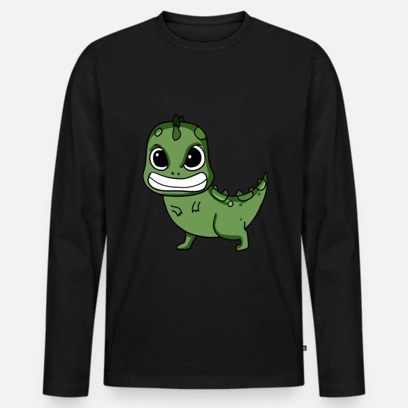 Wütender Dinosaurier - Männer Premium Bio Langarmshirt - Schwarz