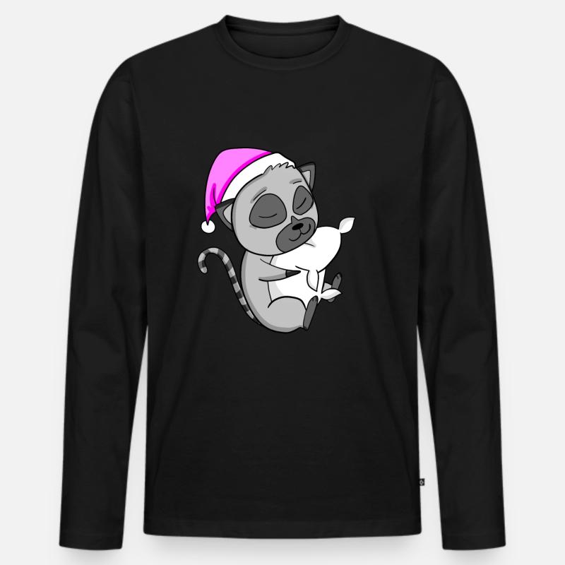 Lemur - Männer Premium Bio Langarmshirt - Schwarz