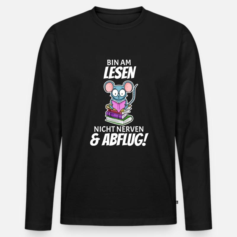 Lesen Buch Bücher Leser Geschenk - Männer Premium Bio Langarmshirt - Schwarz
