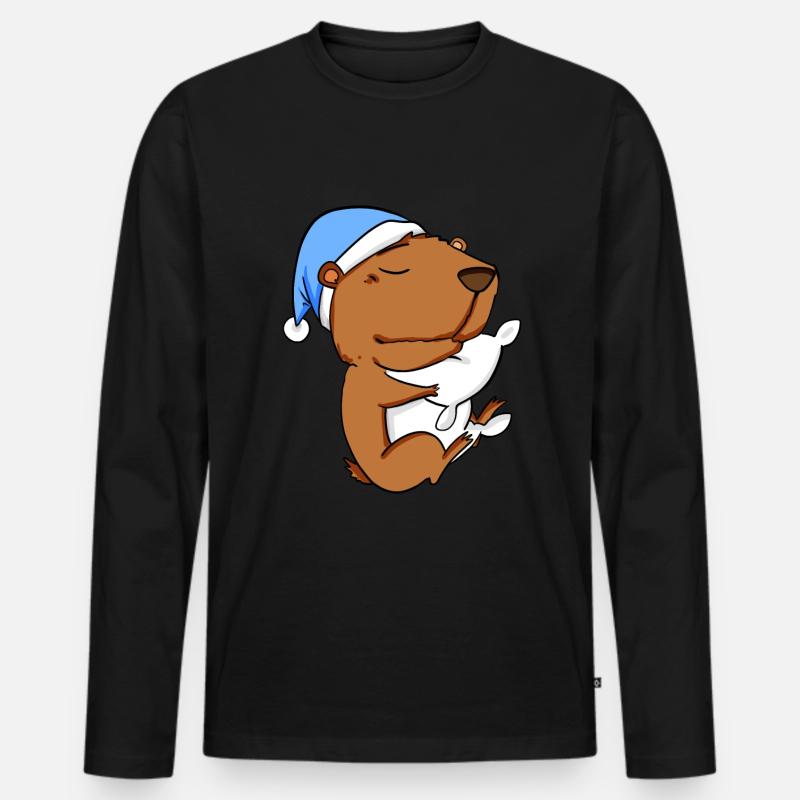 Capybara Wasserschwein - Männer Premium Bio Langarmshirt - Schwarz